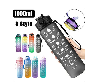 Sports Water Bottle with Time-Tracking Straw Leak Proof Locking Flip Cover for Easy Carry Ideal for Outdoor Adventures