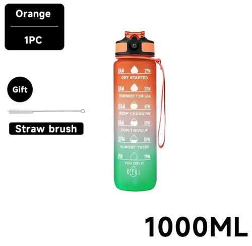 Sports Water Bottle with Time-Tracking Straw Leak Proof Locking Flip Cover for Easy Carry Ideal for Outdoor Adventures